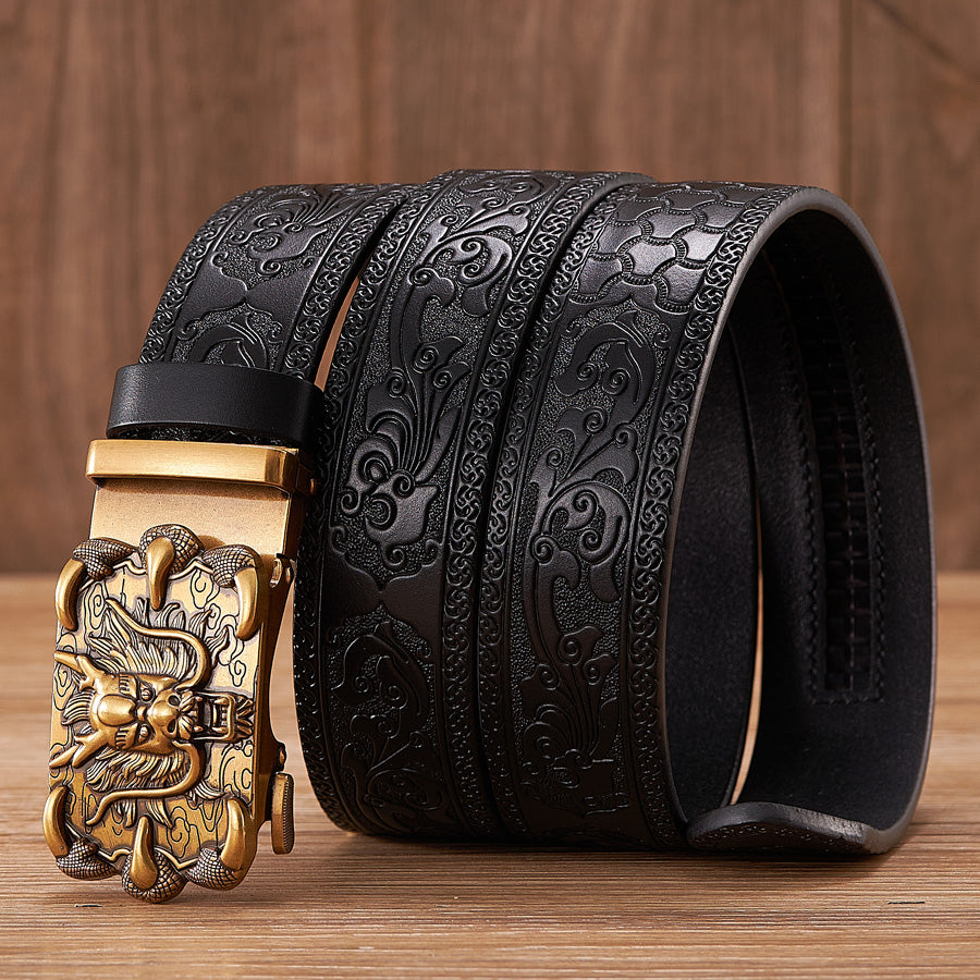 Evil Dragon Automatic Embossed Leather Belt For Men - skyjackerz