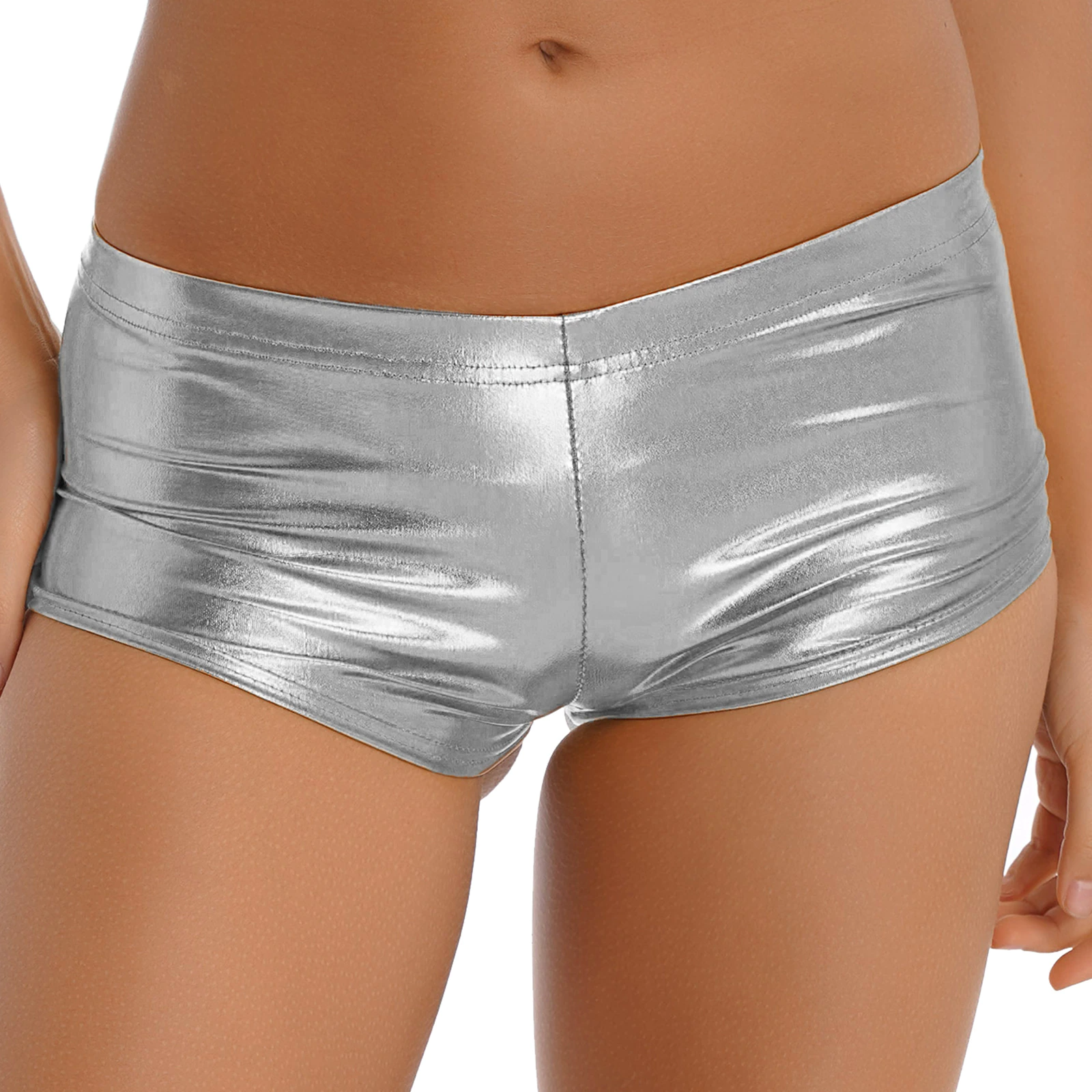 Silver / M Women Low Rise Booty Shorts - skyjackerz