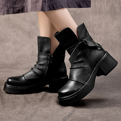 Retro Chunky Platform Mid-Calf Boots - skyjackerz