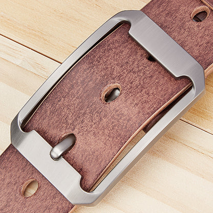 Coffee / 110 cm Men's Advanced Leather Belt with Alloy Pin Buckle - skyjackerz