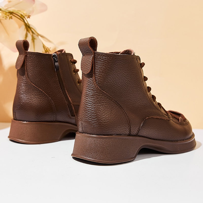 Women's Cross Lace-Up Leather Boots - skyjackerz