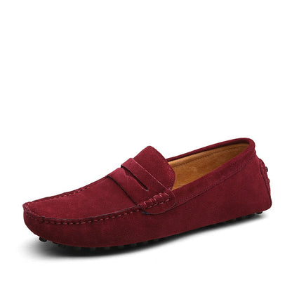 Wine Red / 6.5 Men's Moccasins Lightweight Leather Loafers - skyjackerz