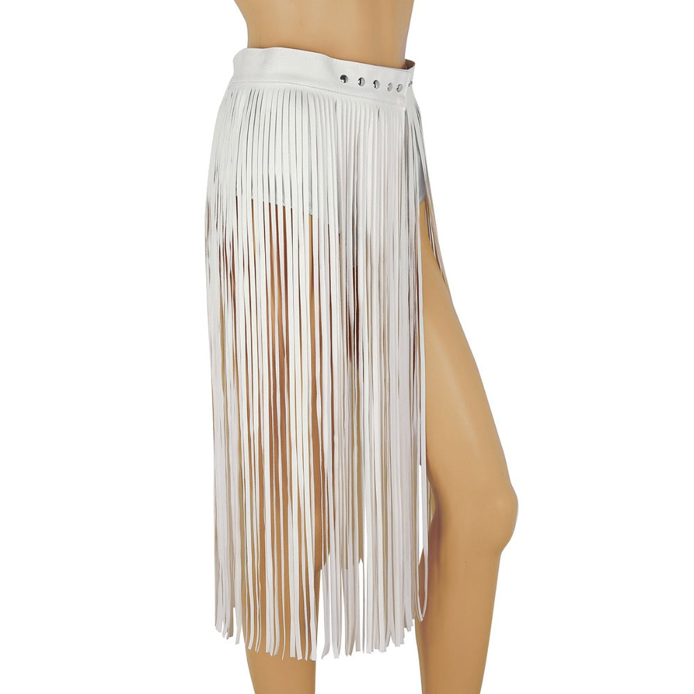 White / M Women's Sexy Long Trissel Skirt - skyjackerz
