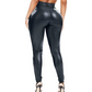 Dark-Blue / S Women's Shiny Leather Pants - skyjackerz