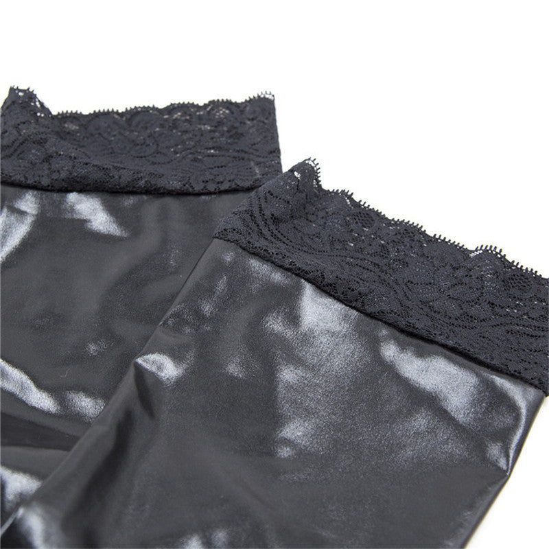 Women's Faux Leather Long Stockings - skyjackerz