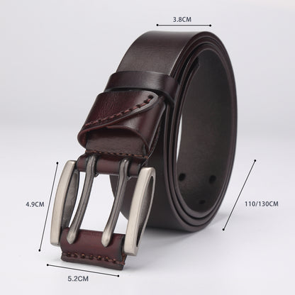 Men's Vintage Double Pin Buckle Leather Belt - skyjackerz