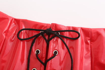 Women Faux Leather Lace-Up Shorts - skyjackerz