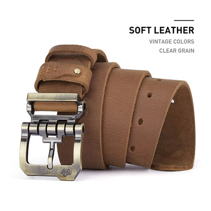 Coffee / 120 cm Men's Luxury Pin Buckle Leather Belt - skyjackerz