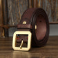 Coffee / 100 cm Retro Thick Square Buckle Leather Belt For Men - skyjackerz