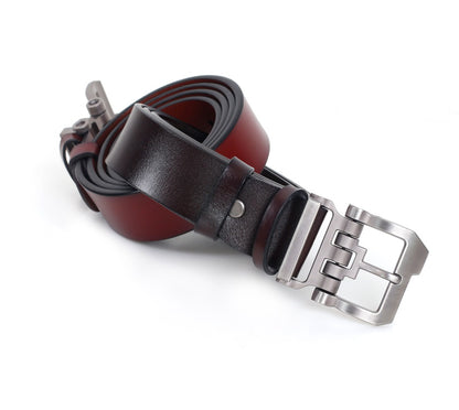 Black / 105 (cm) Men's Casual Business Leather Belt - skyjackerz