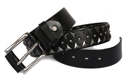 Black / 105 cm Rivet Ceinture Homme Leather Belt For Men - skyjackerz