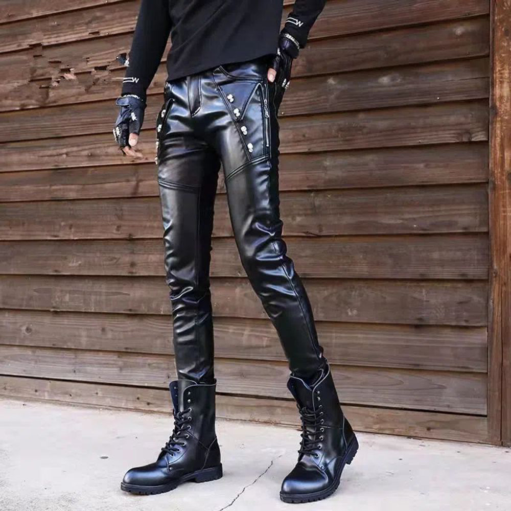 Men's Hipster Motorcycle Leather Pants - skyjackerz