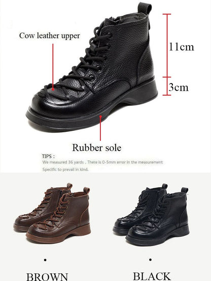 Women's Cross Lace-Up Leather Boots - skyjackerz