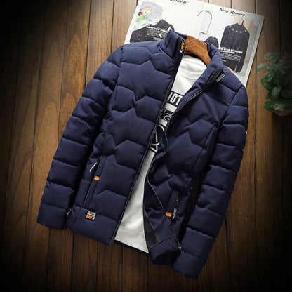 Dark Blue / M Men's Thick Cotton Winter Parka Jacket - skyjackerz