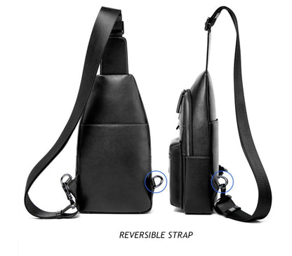Men's Leather Casual Sling Chest Bag - skyjackerz