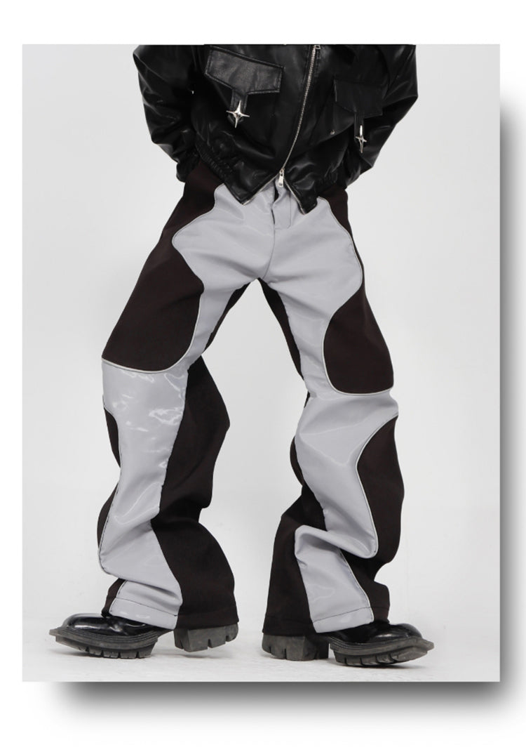 Men's Loose Fit Patchwork Leather Pants - skyjackerz