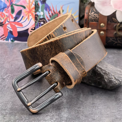 Black-B / 95 cm Retro Style Genuine Leather Belt for Men - skyjackerz