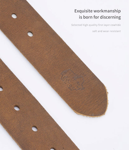 Coffee / 120 cm Men's Luxury Pin Buckle Leather Belt - skyjackerz