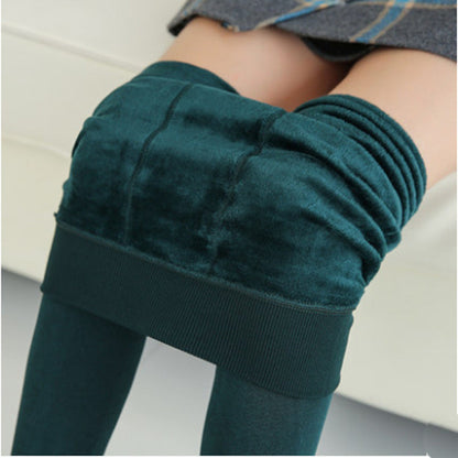 Dark Green / One-Size Women's Velvet Winter Pantyhose - skyjackerz
