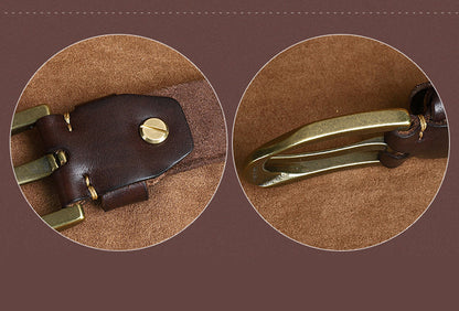 Coffee / 100 cm Luxury Vintage Pin Buckle Leather Belt for Men - skyjackerz