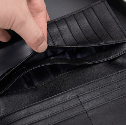 A Men's Designer Long Stag Leather Wallet - skyjackerz