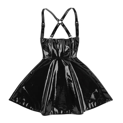 Women Leather Vintage Party Dress - skyjackerz
