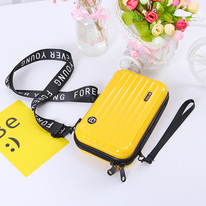 Black / One Size Women's Leather Crossbody Purse - Mini Suitcase Shape - skyjackerz