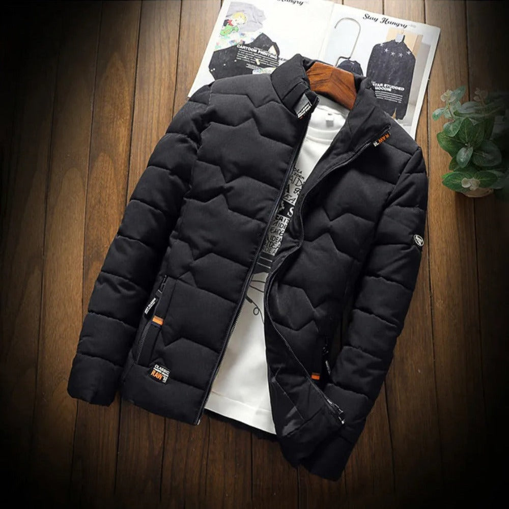 Black / M Men's Thick Cotton Winter Parka Jacket - skyjackerz