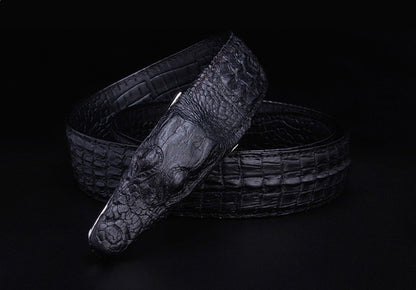 Black / 105 cm Men's Stylish Crocodile Leather Belt - skyjackerz