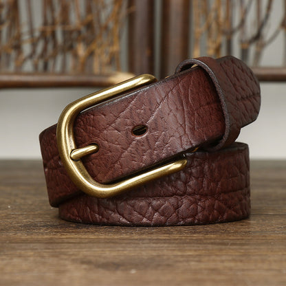 Black / 100 cm Men's Embossed Retro Leather Belt for Jeans - skyjackerz
