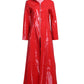 Women's Wet look Long Leather Dress - skyjackerz