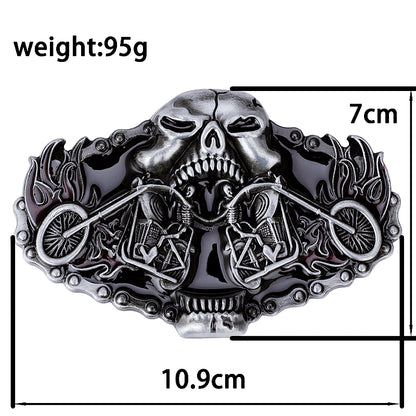 A - Black / 105 cm Men's Heavy Ghost Rider Genuine Leather Belt - skyjackerz
