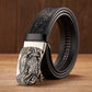 Silver - Black / 100 cm Eagle Alloy Automatic Leather Belt For Men - skyjackerz