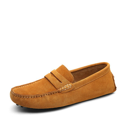 Light Brown / 6.5 Men's Moccasins Lightweight Leather Loafers - skyjackerz