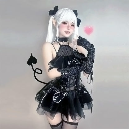 Black / S Women Leather Dark Witch Hollow Set - skyjackerz