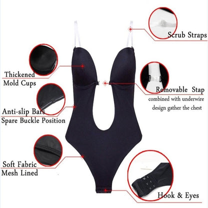 Backless Bra Bodysuit with Waist Trainer - skyjackerz