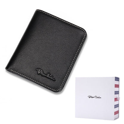 With Box / Black Men's Leather Business Mini Coin Wallet - skyjackerz