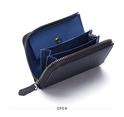 Blue Men's Chain Zipper RFID Blocking Wallet - skyjackerz