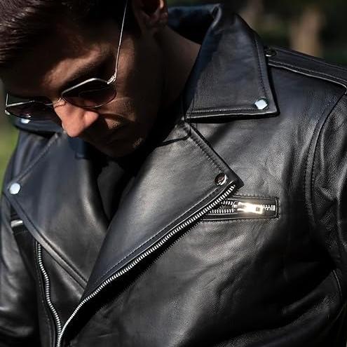 Biker Black Vintage Leather Jacket For Men