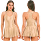 Coffee / S Women Leather Leotard Party Dress - skyjackerz