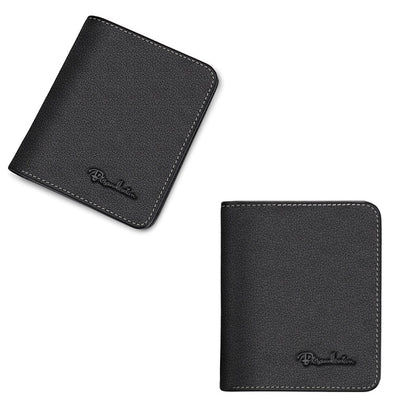 Without Box / Black stitching Men's Leather Business Mini Coin Wallet - skyjackerz