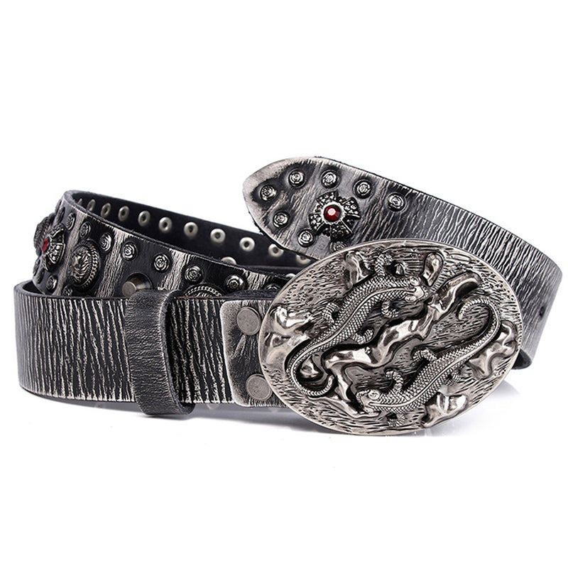 Retro Designer Rivet Leather Belt For Men - skyjackerz