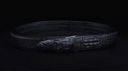 Black / 105 cm Men's Stylish Crocodile Leather Belt - skyjackerz