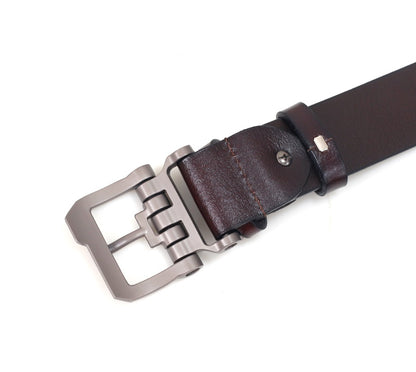 Black / 105 (cm) Men's Casual Business Leather Belt - skyjackerz