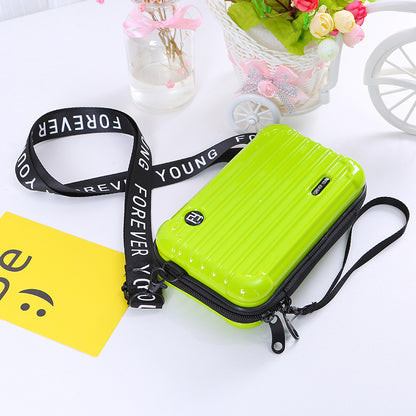 Light green / One Size Women's Leather Crossbody Purse - Mini Suitcase Shape - skyjackerz