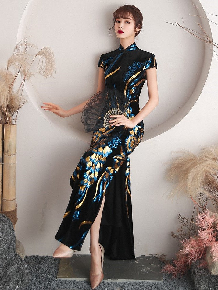 Women Catwalk Cheongsam Long Dress - skyjackerz