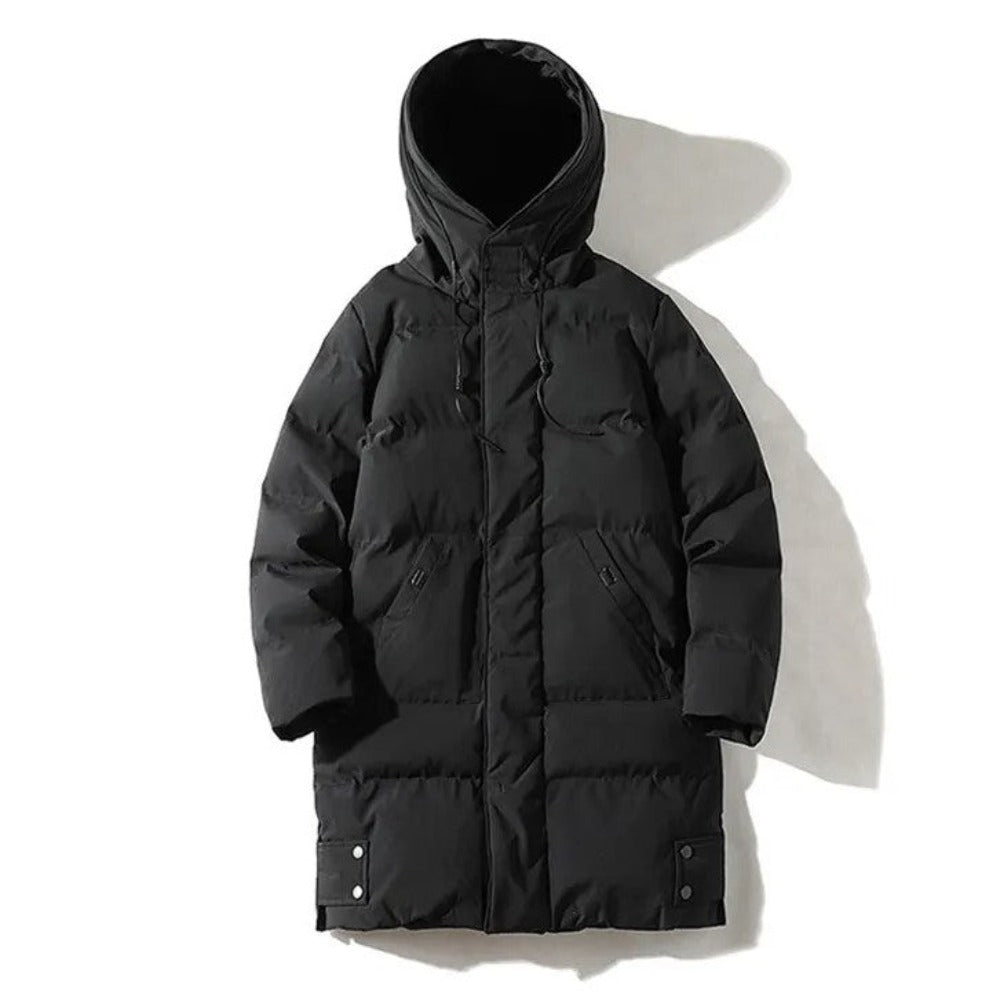 Black / L Men's Stylish Hooded Long Jacket - skyjackerz