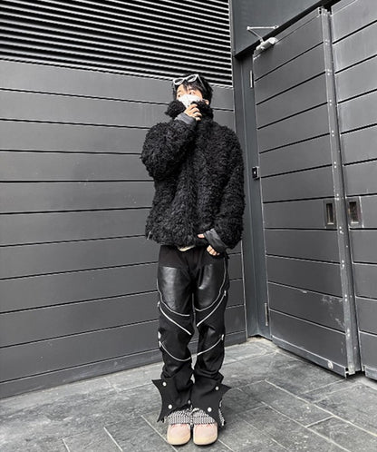 Men's Fashionable Zipped Leather Pants - skyjackerz