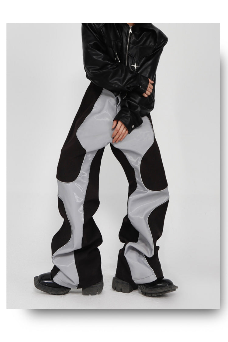 Men's Loose Fit Patchwork Leather Pants - skyjackerz