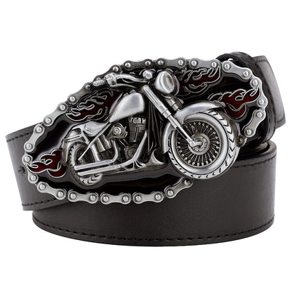 B - Black / 105 cm Men's Heavy Ghost Rider Genuine Leather Belt - skyjackerz